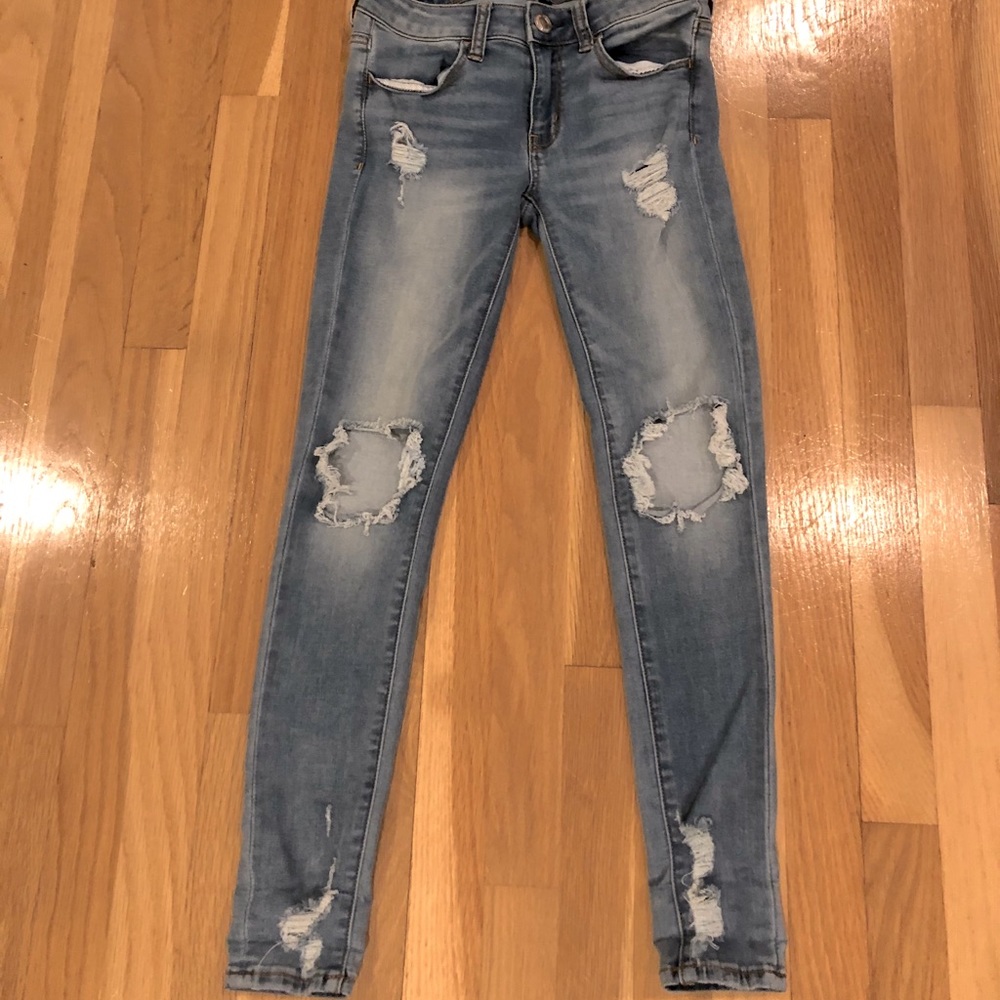 Light Blue Wash Ripped Skinny Jeans